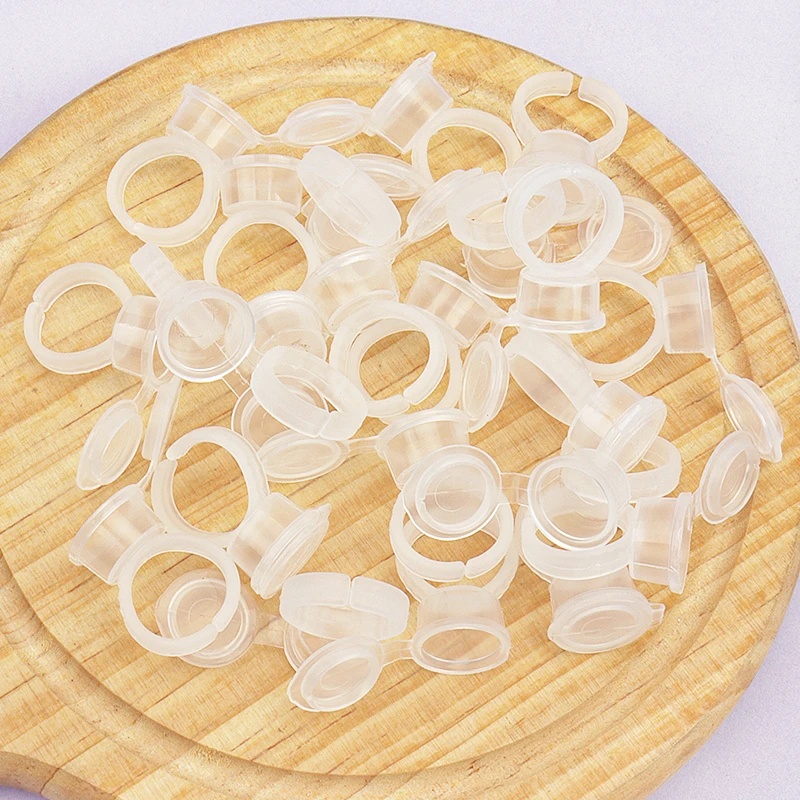 50Pcs Disposable Tattoo Ink Ring Cup Grafting False Lash Glue Ring Pigment Cup Eyelash Extension Supplie Makeup Tool Accessories