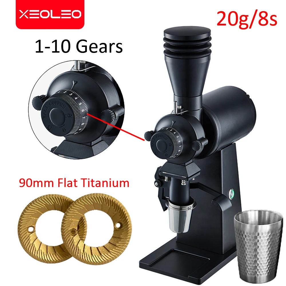 XEOLEO 90mm Coffee Bean Grinder Flat Titanium Plated Burr No Static Electricity Espresso Coffee Maker Speed Regulation Tea Grind