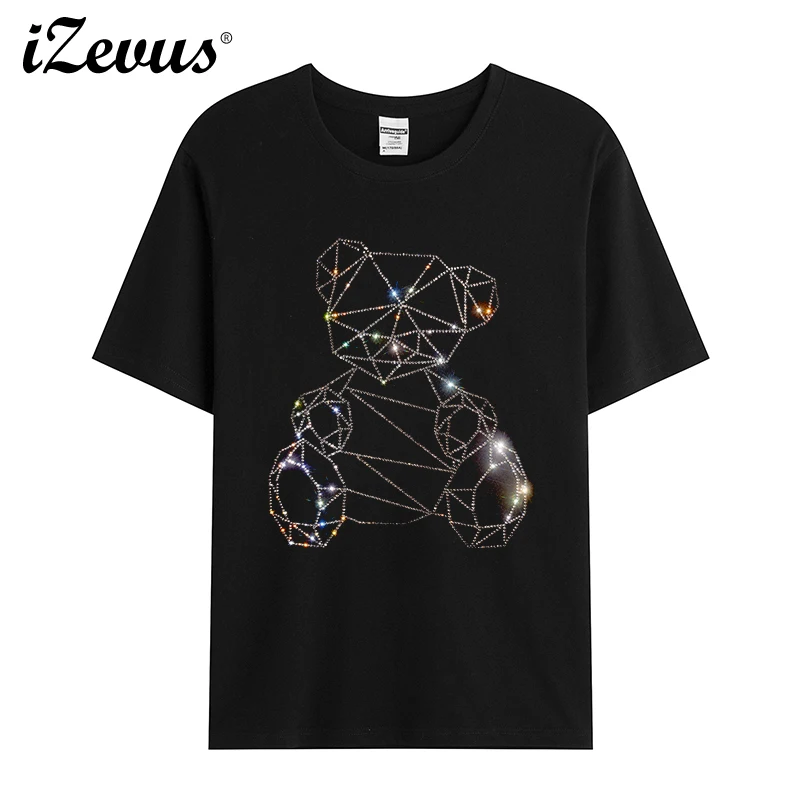 High-quality simple rhinestone men's summer short-sleeved casual T-shirt loose large size comfortable T-shirt