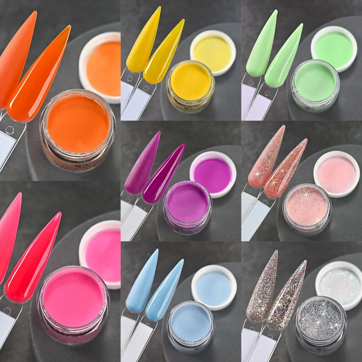 6/8 colori Set di polvere acrilica per unghie natalizie Rosso Verde Argento Giallo Polvere di cristallo 3In1 Estensione/Dipping/Incisione Polvere di pigmenti