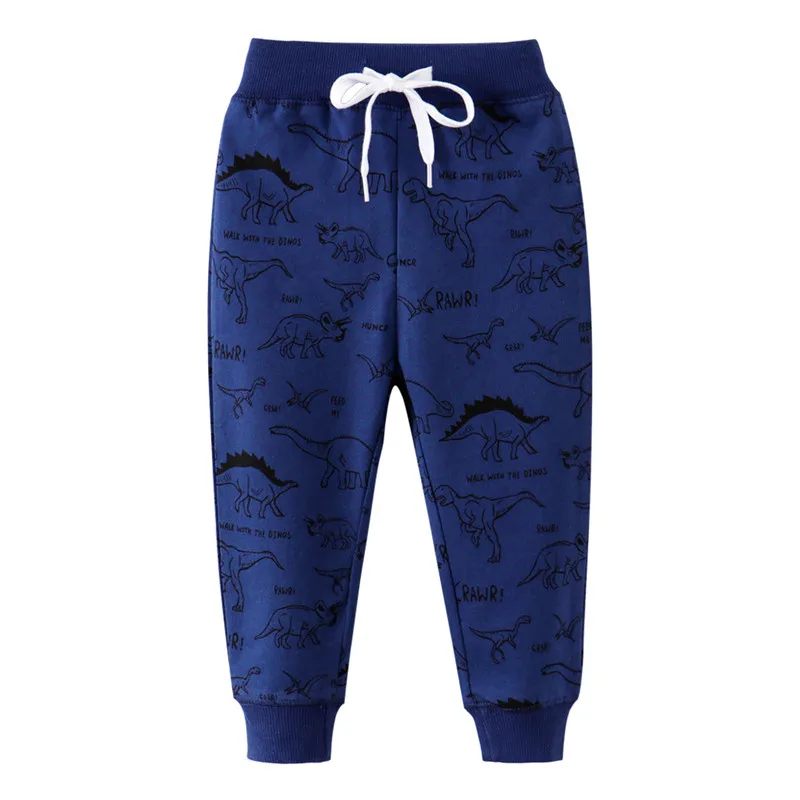 

Jumping Meters 2-7T Boys Sweatpants Dinosaurs Print Children's Clothing Full Length Drawstring Animals Print Baby Trousers