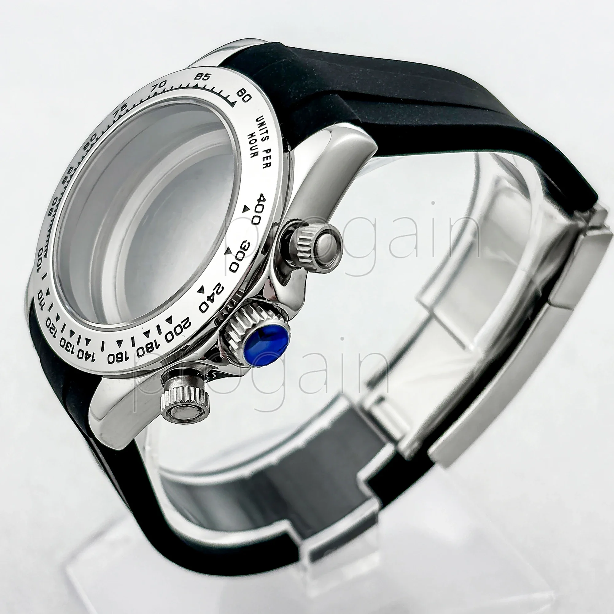 High Quality Chronograph Watchcase Rubber Strap Sapphire Glass fit VK63 automatic Movement Watch accessories Replacement parts