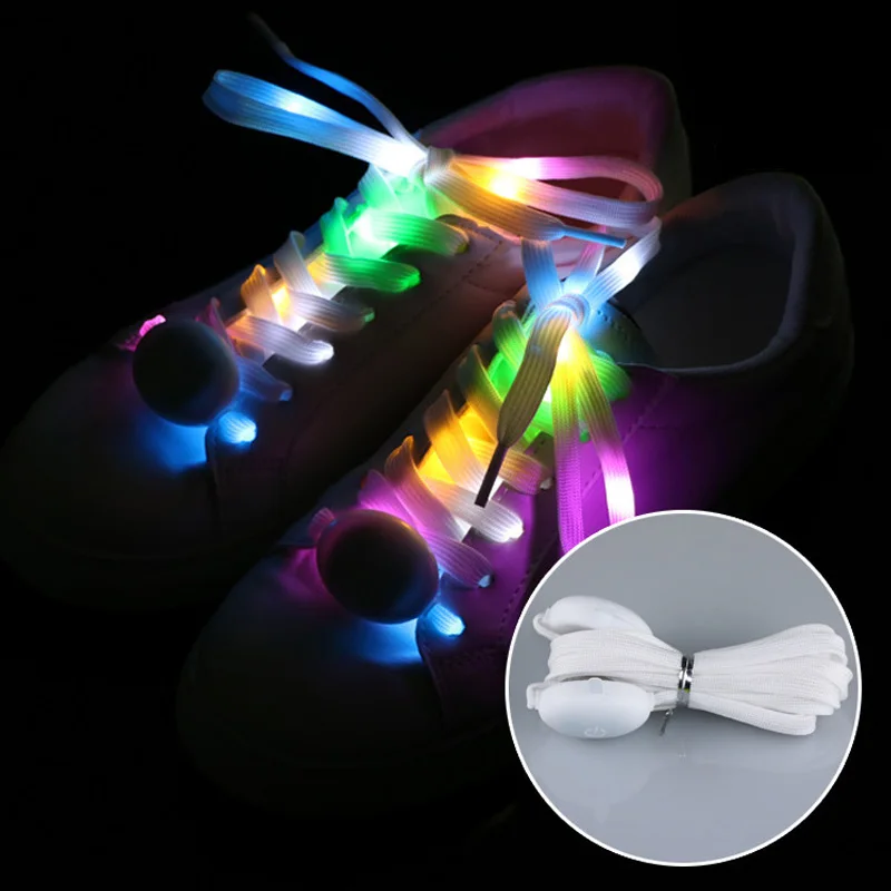 2022 New LED Flash Shoelace Athletic Sport Flat Shoe Laces Shoelace Shoe Laces Party Disco Decor Luminous Light Up Glow Strap