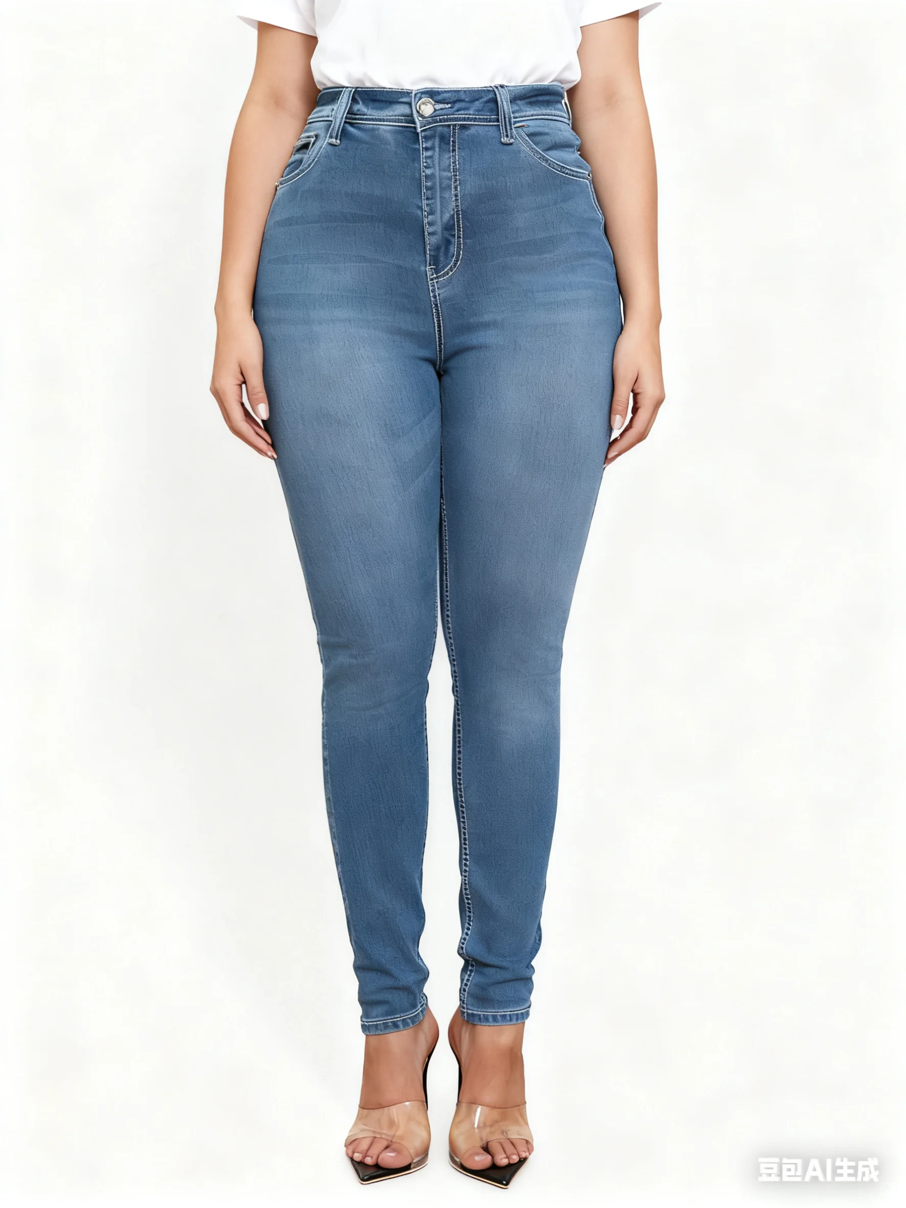 Modne damskie elastyczne jeansy skinny z wysokim stanem, spodnie dżinsowe, niezbędne na co dzień.