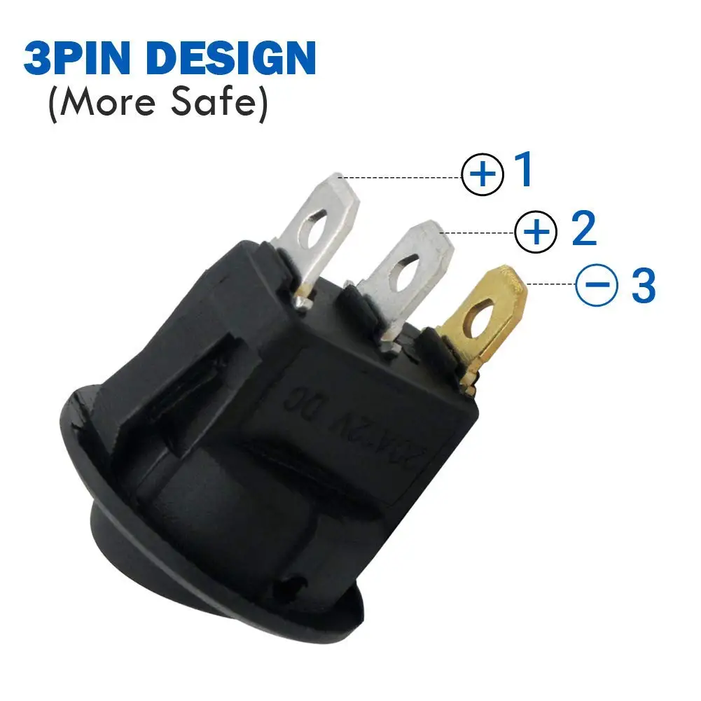 12 فولت 20A سيارة شاحنة الروك التبديل تبديل ضوء SPST 3 دبابيس 2 موقف تشغيل/إيقاف التحكم الأزرق مصباح ليد مضيئة قارب التبديل