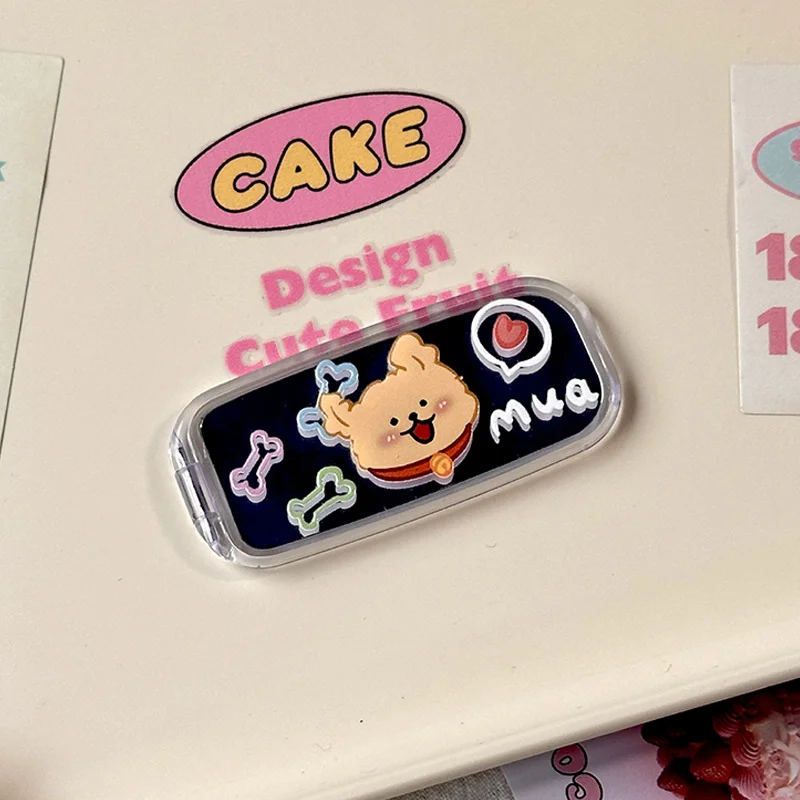 New Cute Cartoon Cat & Dog Stick-On Makeup Mirror Phone Holder - Dual-Position Foldable Stand, Mobile Phone Accessories