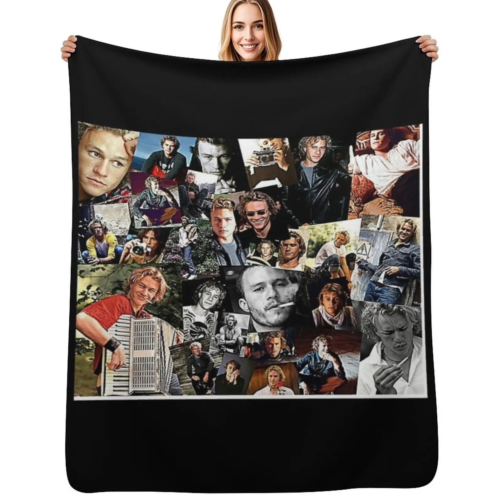 

young heath ledger Throw Blanket Bed Fashionable bed plaid Shaggy Blankets