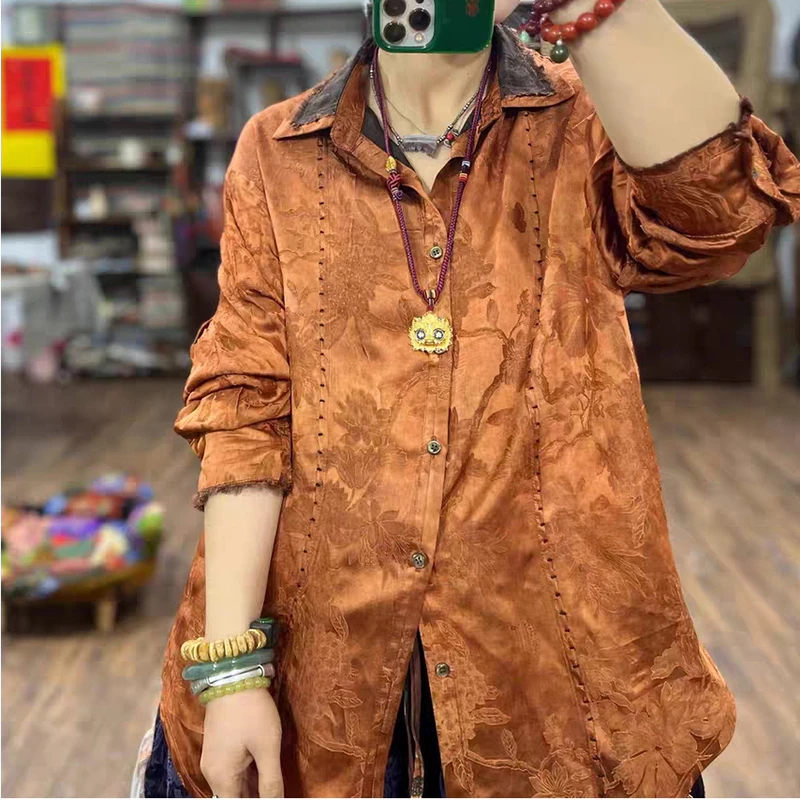 

Spring/autumn 2026 New Arrival Women Loose Casual Turn-down Collar Long Sleeve Blouse All-matched Single Breasted Shirts YH269