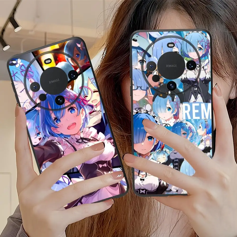 

Чехол для телефона REM RAM Emilia Waifu для Huawei Mate 60 50 40 30 20 10 Pro Plus Lite E 5G, черный чехол для смартфона, роскошный