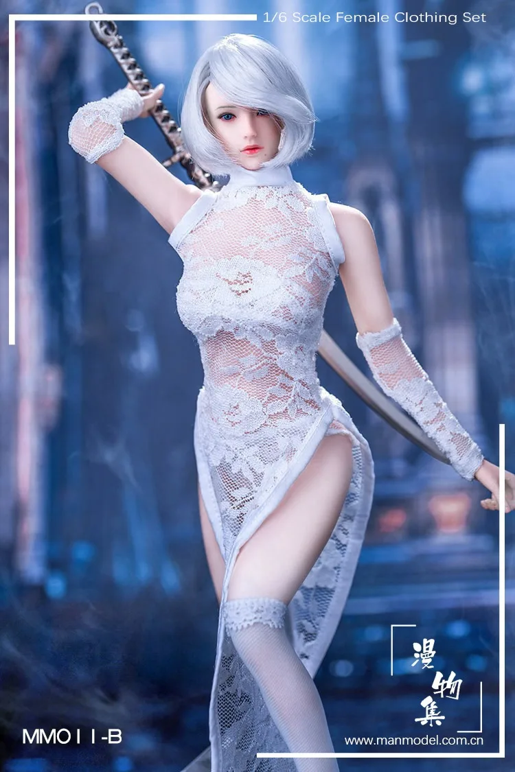 MM011 1/6 مقياس 2B شقيقة شيونغسام فستان الدانتيل ينغيرييس تخزين الملابس نموذج ل 12 ''أنثى الجندي عمل الشكل دمى الجسم #4