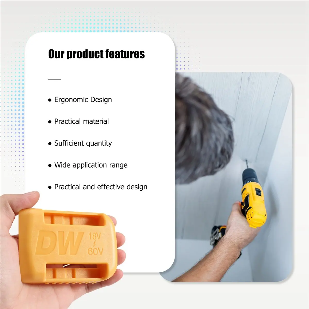 

A23PBG 14-Packs Battery Holders for Dewalt 20V Mount Dock Fit for 20V 60V MAX Yellow (No Battery)