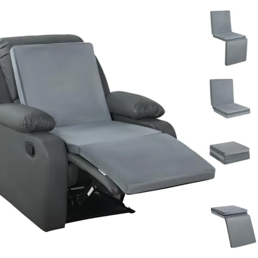 

3-in-1 Recliner Seat Cushion with Lumbar Support Pillow and Footrest Multi-Functional Adjustable Height 2" to 6" for You to Cho