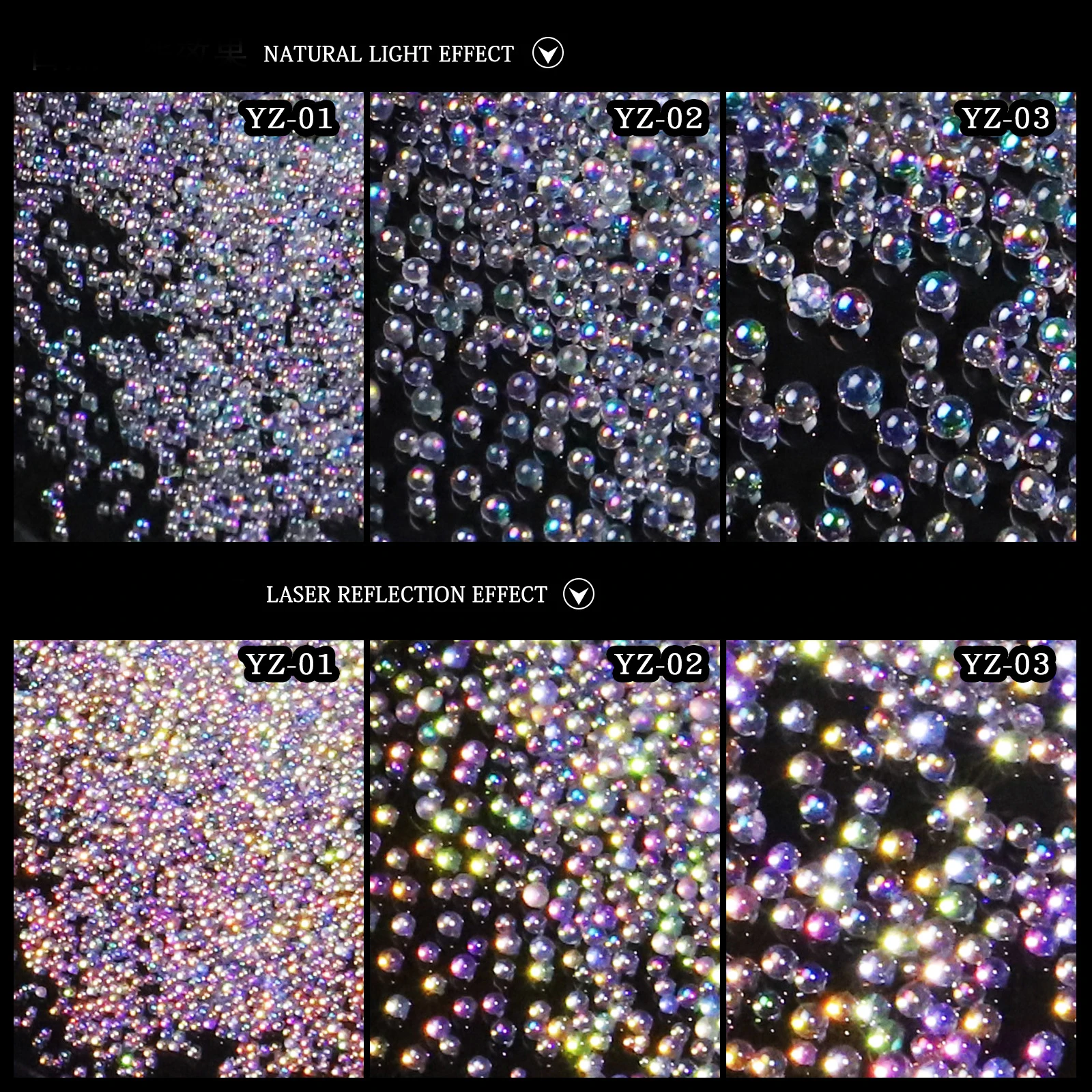 Crystal Rhinestones Laser Reflective Mermaid Bubble Bead Nail Art Decoration Manicure Accessories Jewelry