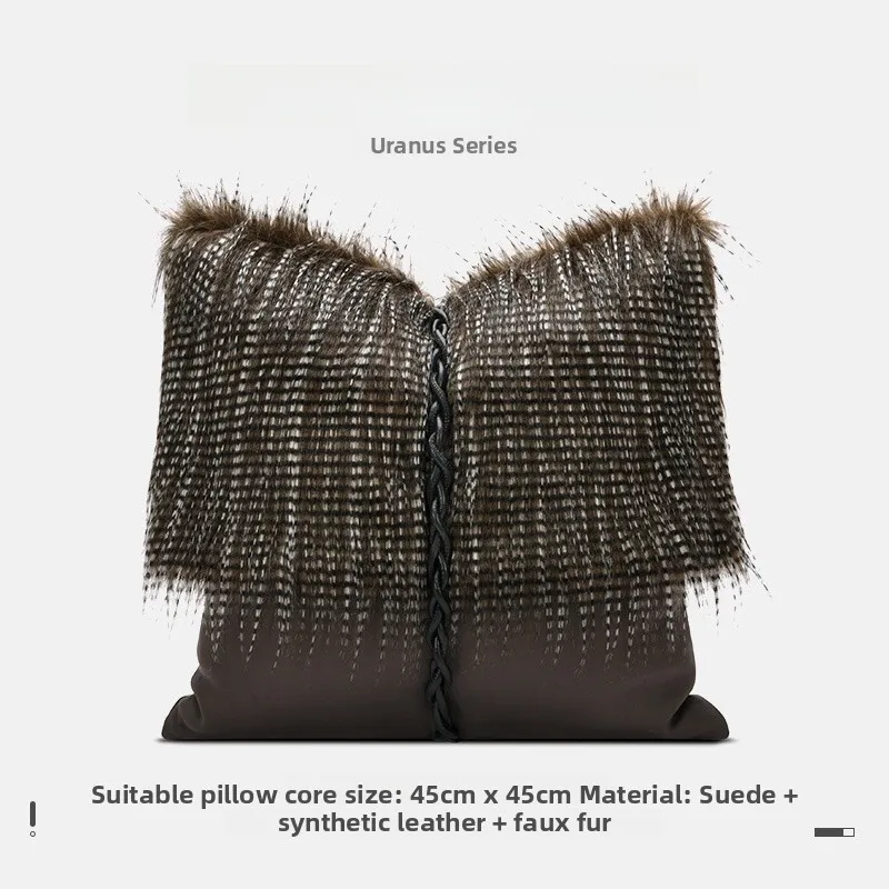 

Современная роскошная итальянская подушка для дивана Sle, образец комнаты отеля, коричневая меховая тканая мозаичная подушка, подголовник кровати, съемная Wa