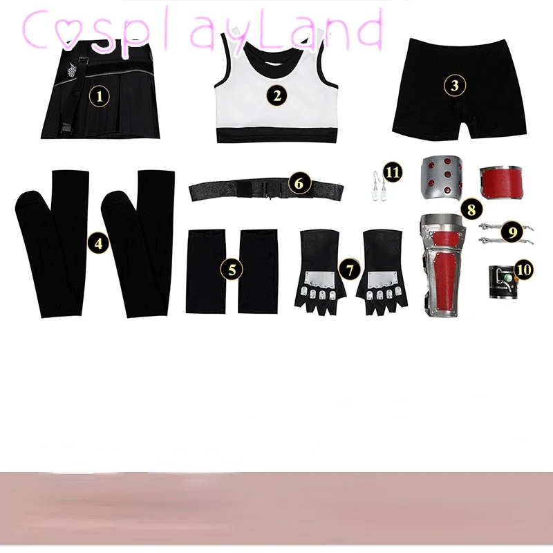 Disfraz de juego Final FF7 Remake Tifa Lockhart, traje de Cosplay, Carnaval de Halloween, ropa Sexy, chaleco, falda, traje de cómic Con, tamaño personalizado