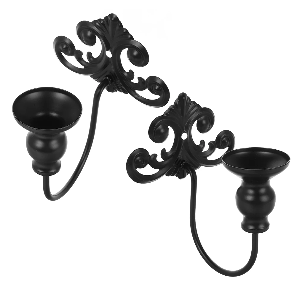 

2 Pcs Wrought Iron Wall Holder Candlestick Flower Sconces Vintage Decor Decorative Candlesticks Dining Room