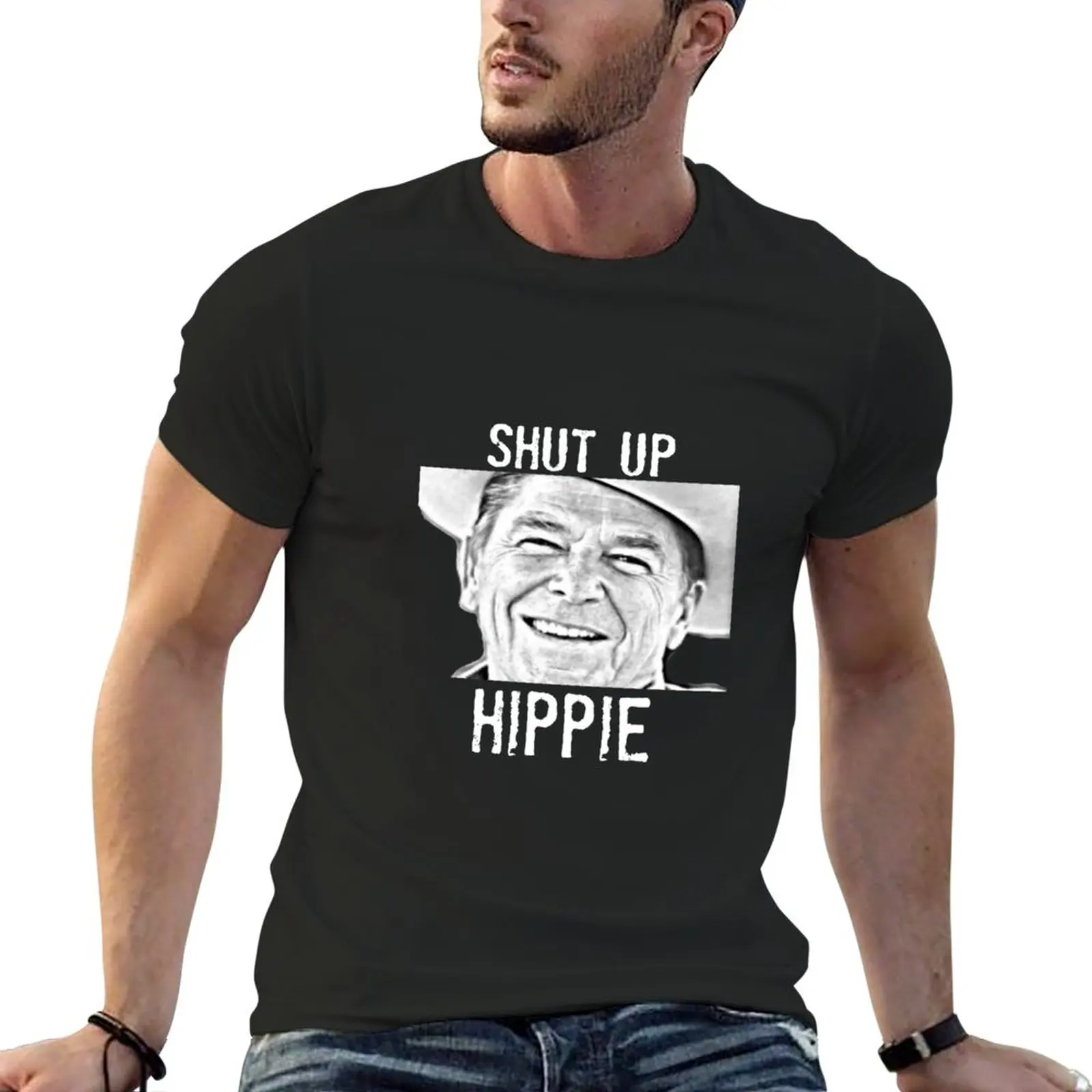 

New Ronald Reagan Shut Up Hippie T-Shirt shirts graphic tees T-shirt for a boy boys animal print shirt T-shirt men