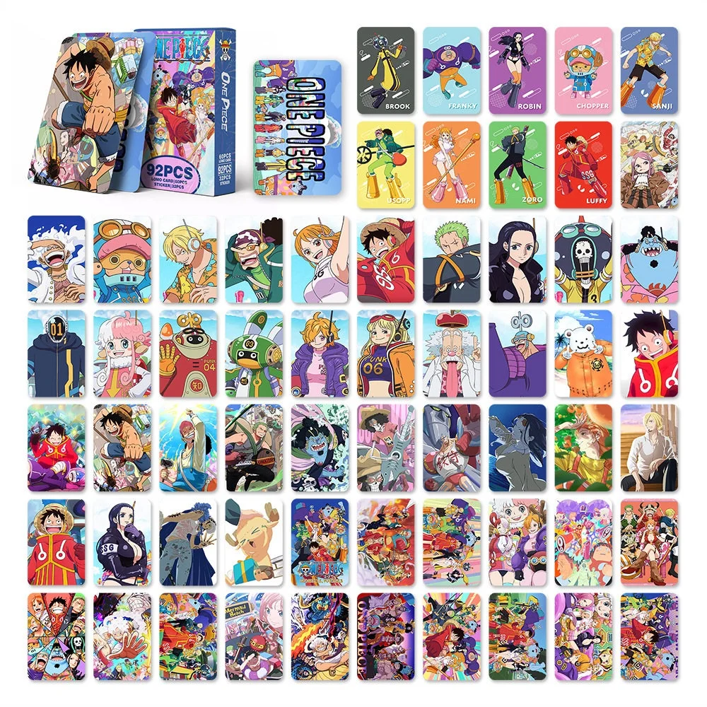 92Pcs Anime Luffy Zoro Nami Sanji Robin HD Double-Sided Lomo Cards One Piece Fan Collections Card Toys Girls Birthday Gifts view 2