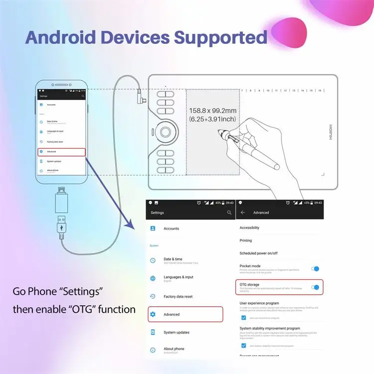 HS610 Huion المهنية القلم الإلكتروني ملحقات الكمبيوتر لوحة الرسم الرسومية #4