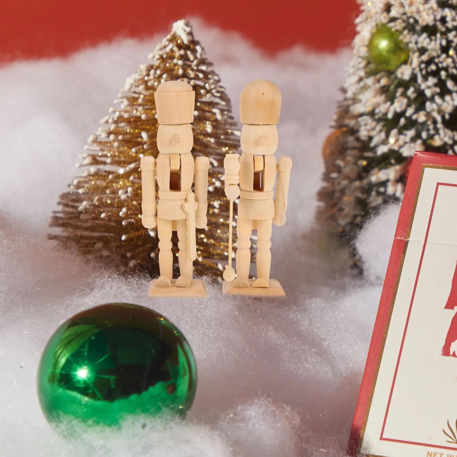 

3 Pcs Wooden Nutcracker Puppets 12cm Unfinished Christmas Decor Ornaments Solid Wood Kids Toy Safe Eco Friendly