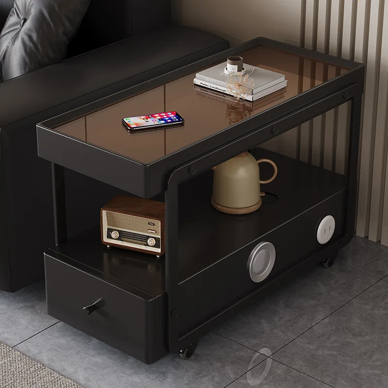 Mesa de cabeceira inteligente gaveta rolante móvel minimalista premium moderno sofá mesa lateral quarto sala estar armazenamento canto