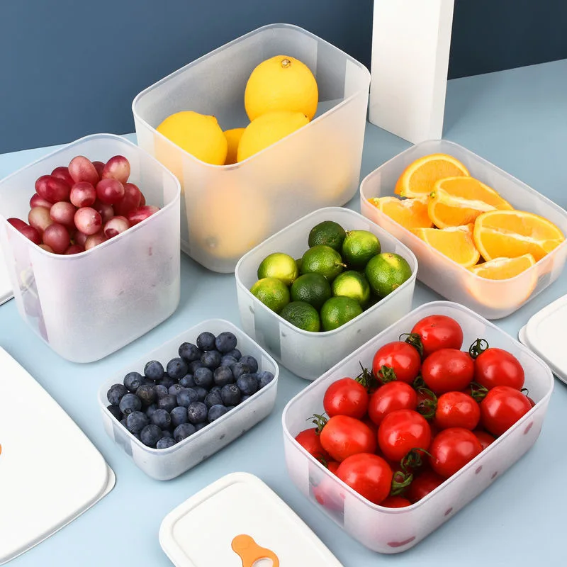 Boîte de rangement rectangulaire scellée pour réfrigérateur, qualité alimentaire, bac à légumes en plastique avec couvercle, micro-ondes, boîte à lunch métropolitaine, cuisine