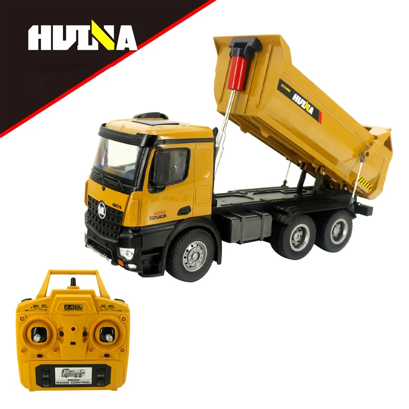 Huina 1/14 Rc Dump Truck Alloy Remote Control Simulation Multifunctional Loader Dumper Engineering Vehicle Electric Toys