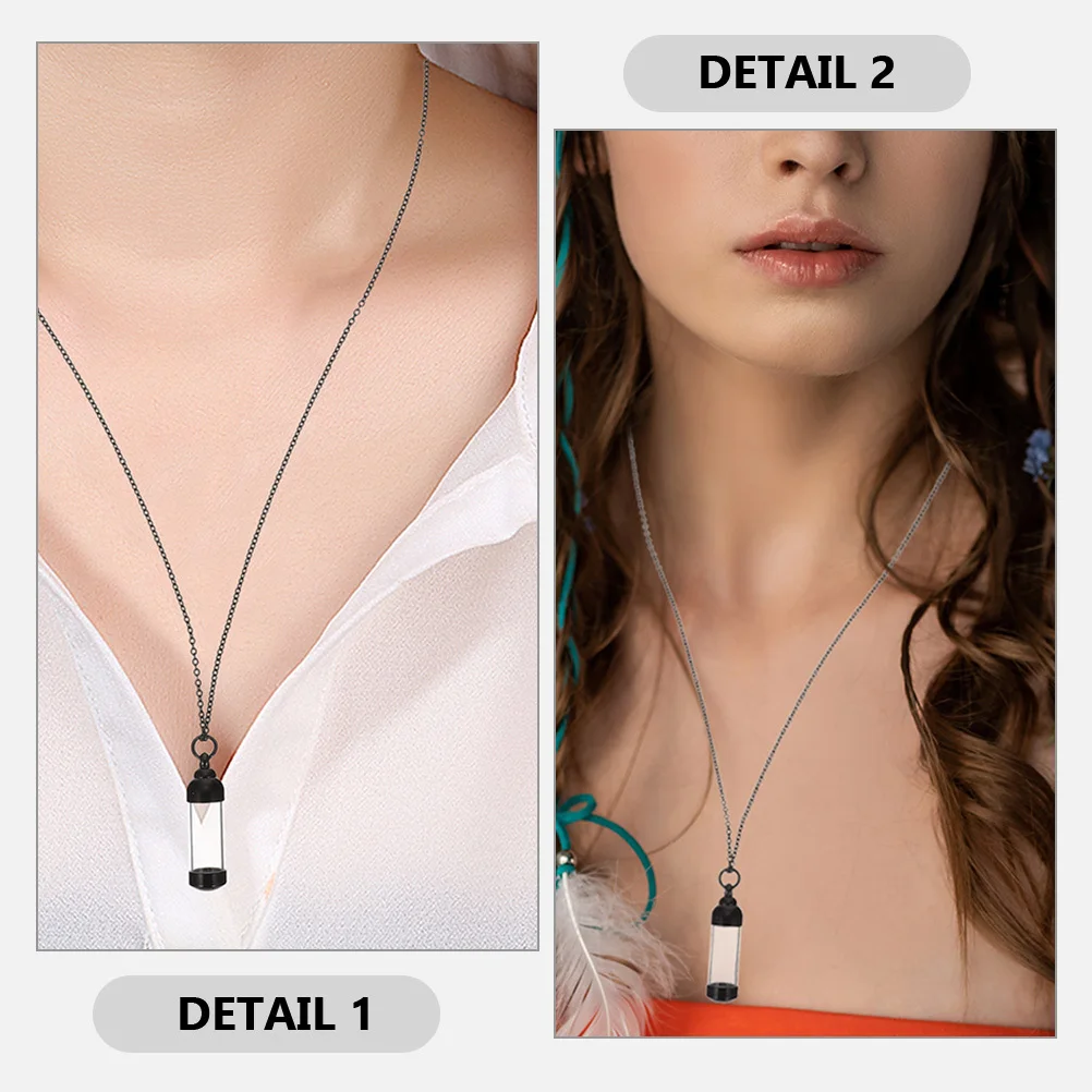 

2 Pcs Necklace Memorial for Ashes Cremated Jewelry Jewellery Urn Black Pet Pendant