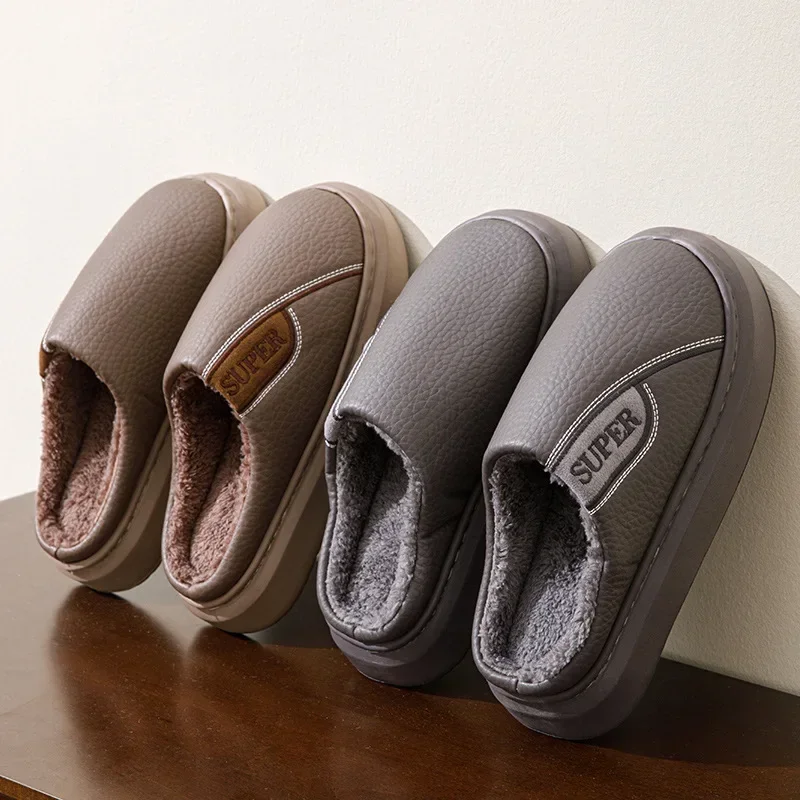 Zapatillas de algodón para hombre de invierno 2024, Zapatillas de casa nuevas de talla grande para hombre, zapatos de algodón con plataforma cálidos