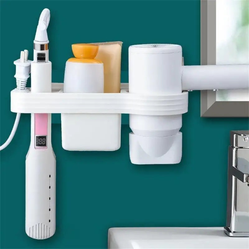 Bathroom Punch-free Hair Dryer Wall mounted Holder Storage Box hanging Rack Curling Iron Shelf Bathroom Organizer Storage Rack