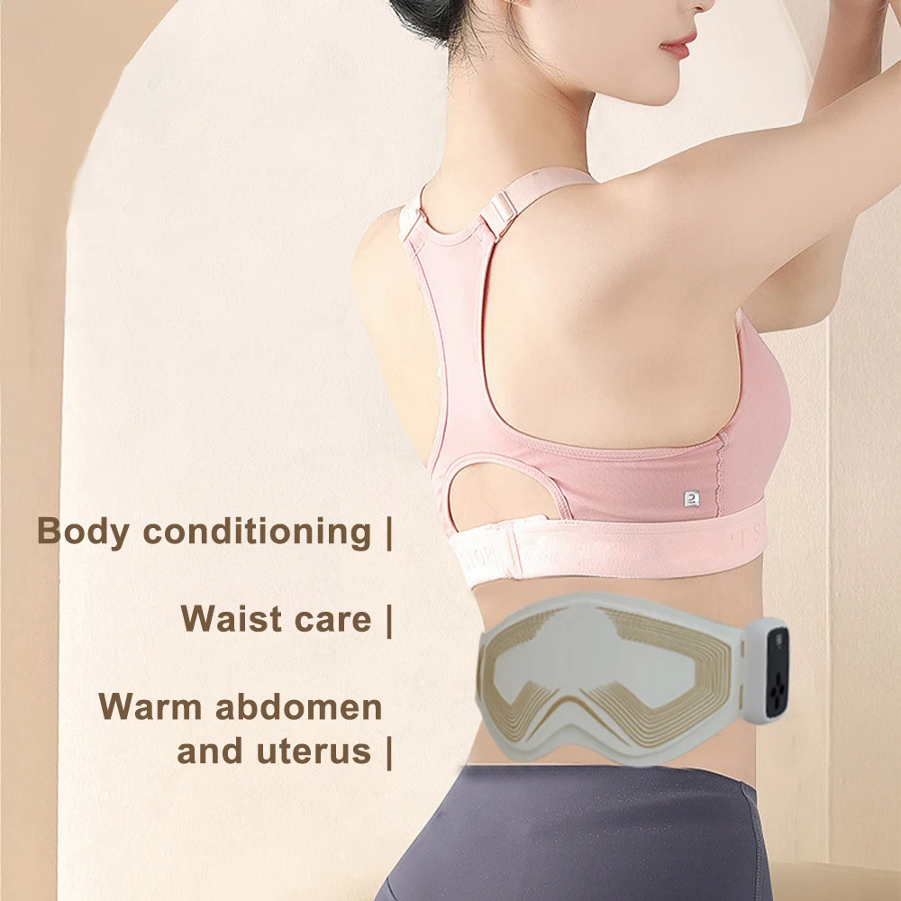 EMS Pulse Therapy Massage Belt Waist Hot Compress Care Pad Lumbar Back Waist Massager for Full Body Pain Relief Warm Palace Home