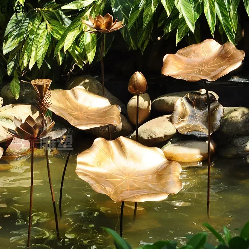 

YFY Stainless Steel Metal Lotus Leaf Lotus Ornament Hotel Lobby Pool Landscape Floor Ornament Outdoor Sculpture Decoration
