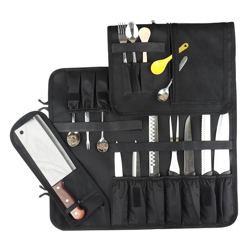 Chef Knife Roll Bag Kitchen Meat Cleaver Slicing Utensils Storage Pocket Camping Hunting Nakiri Japanese Knives Carry Case