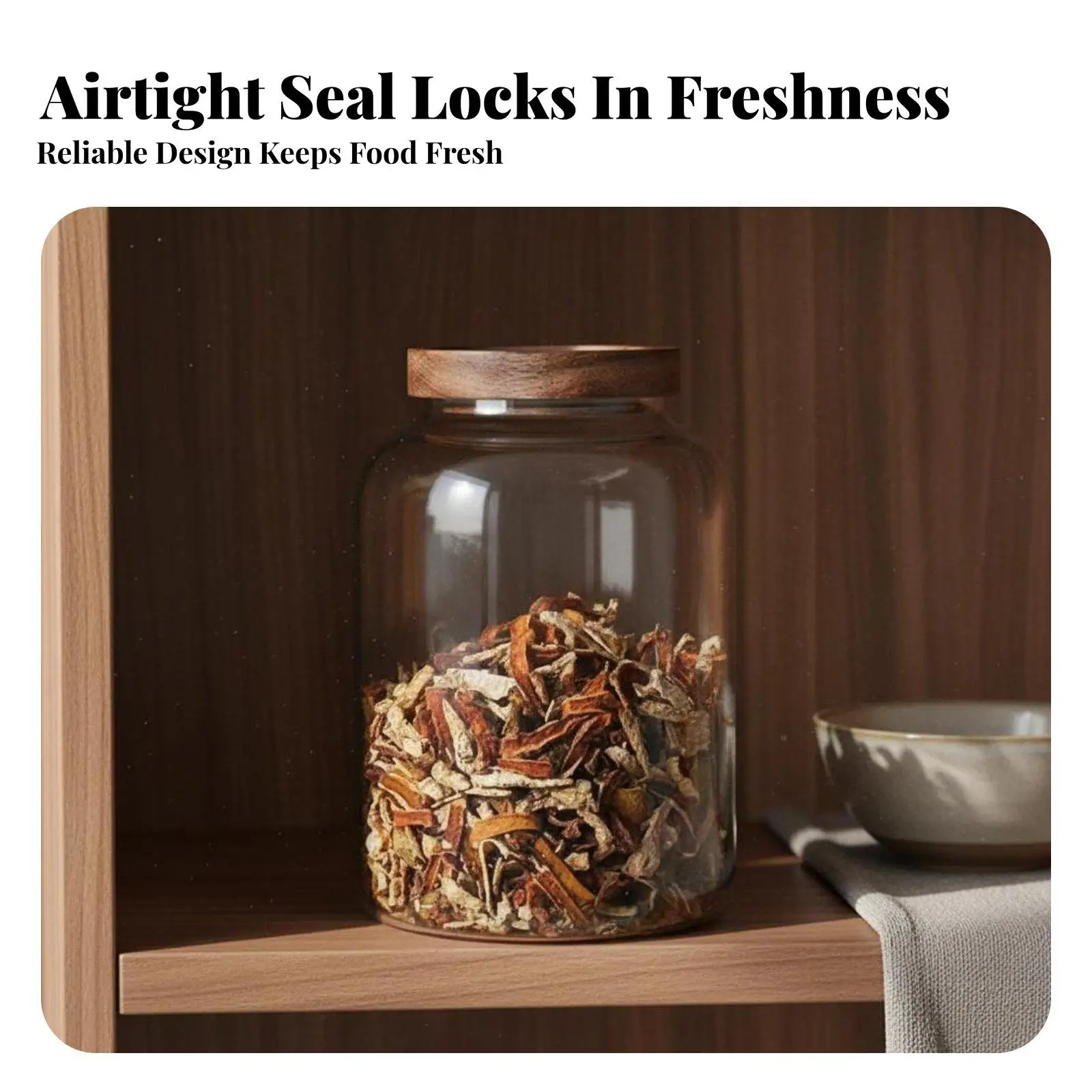 3 Pieces Clear Borosilicate Glass Jar Large Capacity Glass Storage Jar Wood Lid Versatile Wooden Top Pantry Canister for Kitchen