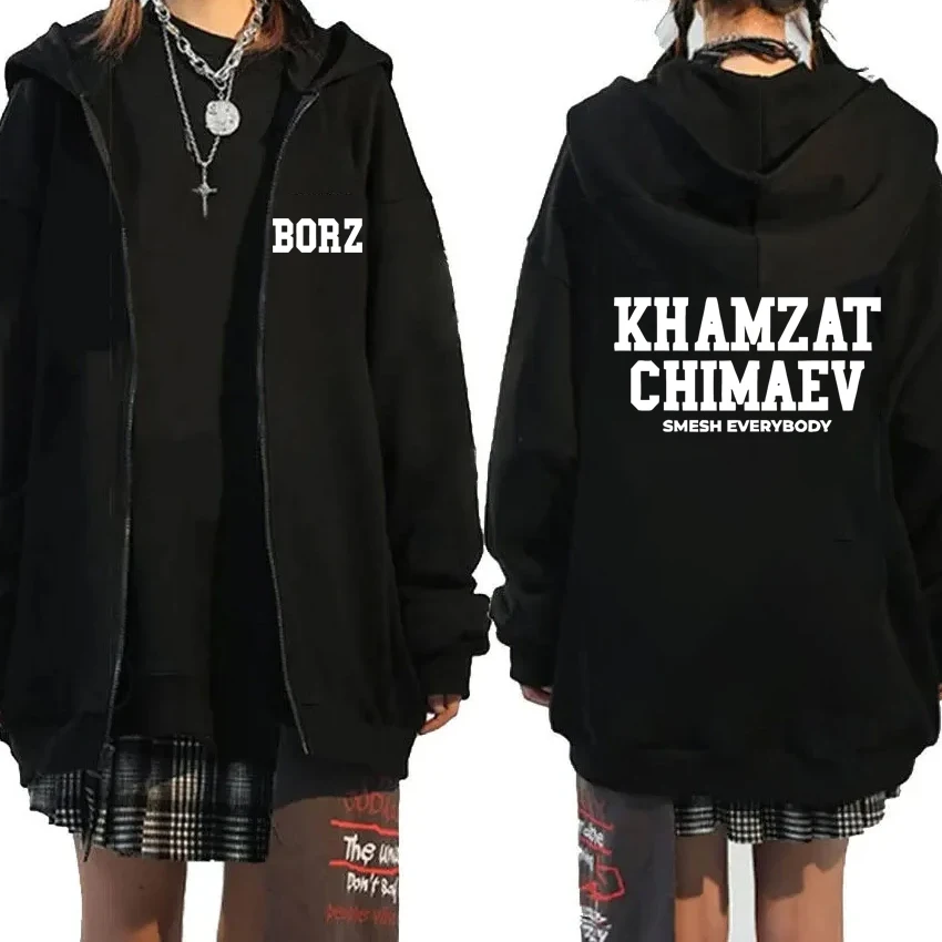 

2025 New Khamzat Chimaev Logo Double Sided Printed fashion Hoodie Men women Casual Zipper Sweatshirt Unisex Fleece Coat Jacket