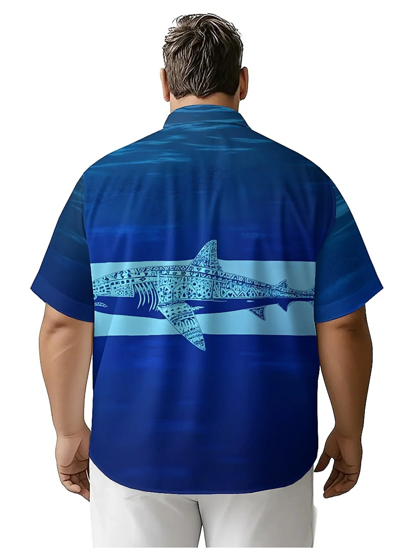 Męskie koszule hawajskie w dużych rozmiarach z wzorem tatuażu rekina, letnie codzienne topy, odpowiednie na imprezy i na zewnątrz, streetwear