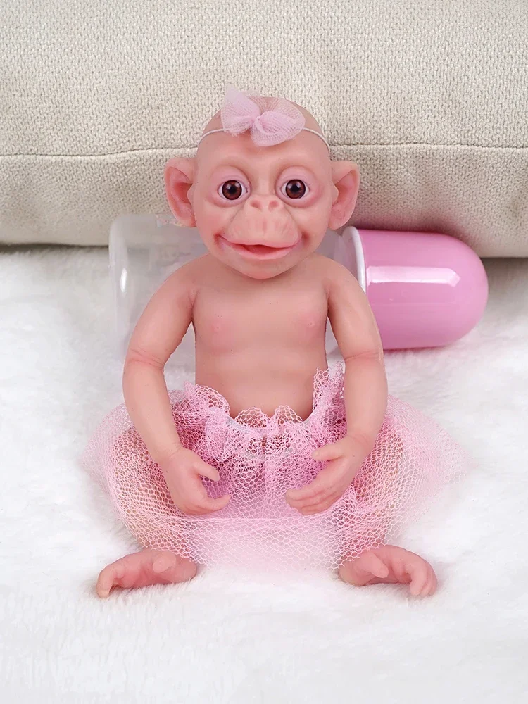 

7" Micro Preemie Full Body Silicone Reborn Monkey Baby Doll "Lux"Lifelike Mini Reborn Doll Surprise Children Anti-Stress