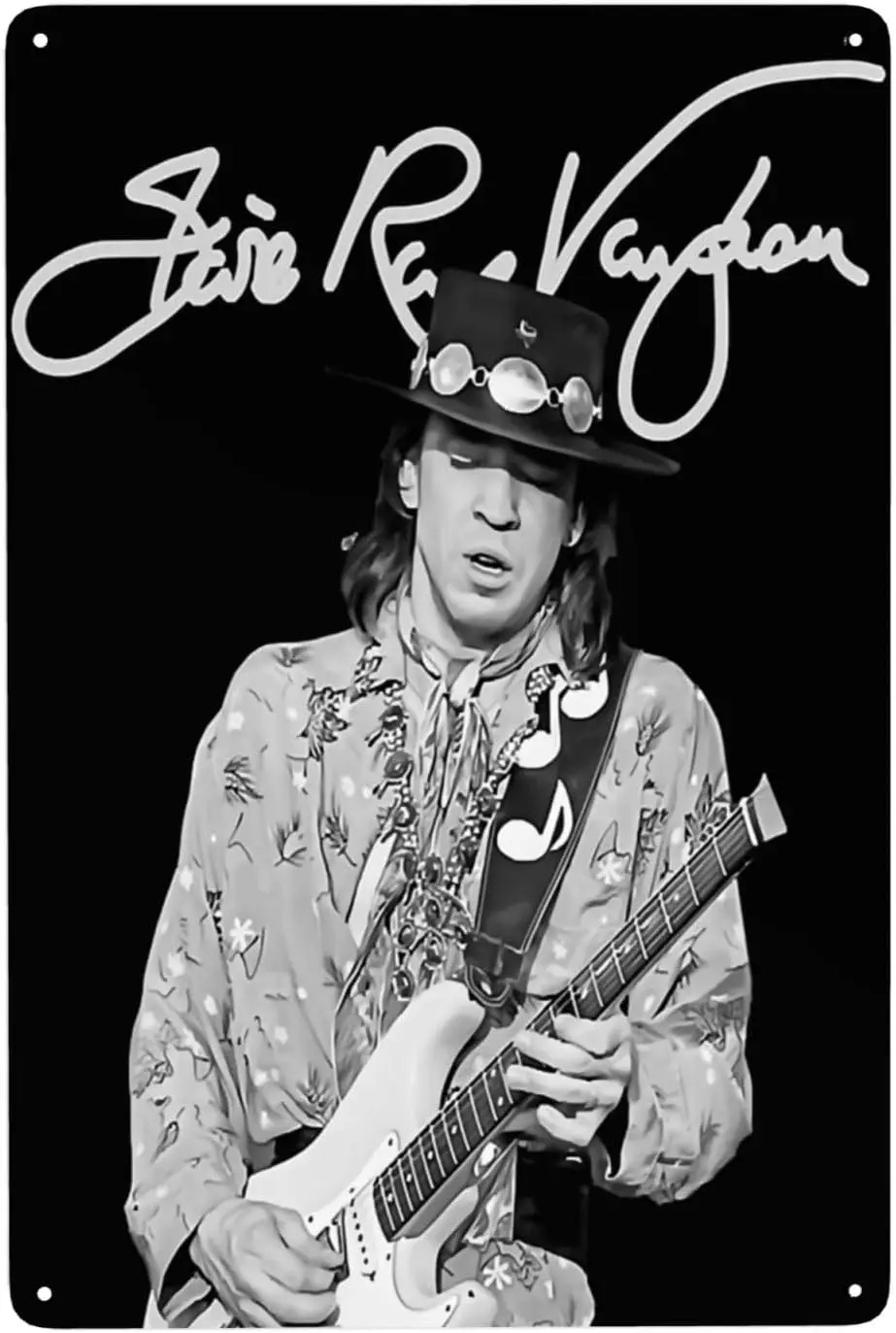 Stevie Ray Musics Vaughan Metal Signs Wall Art Decor Tin Sign for Outdoor & Indoor Wall Decor Home Bar Garage 8x12 inch