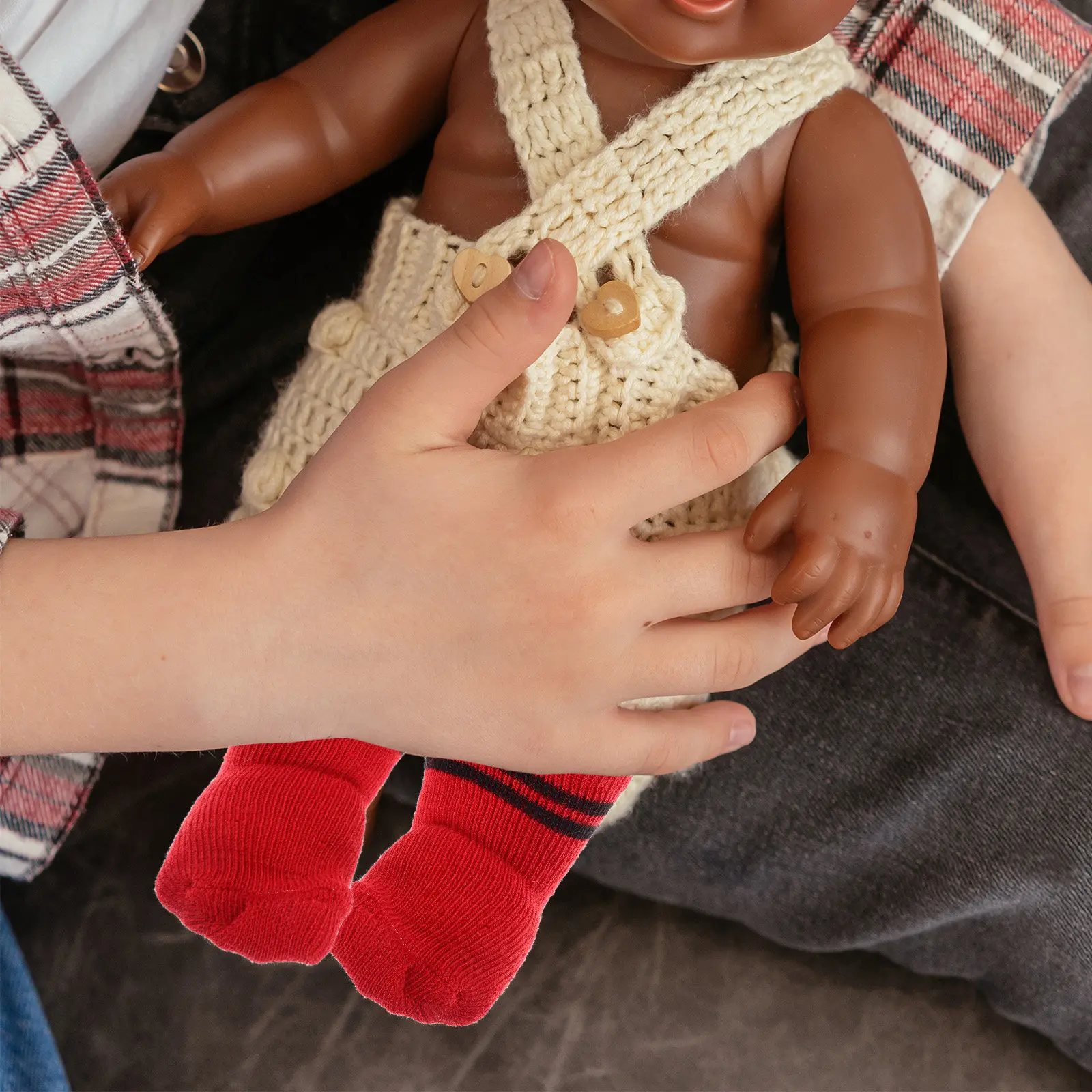 Meias de bebê de 18 polegadas, multicoloridas, macias, adequadas para meninas, conjunto de acessórios para festa de Natal e Halloween, brincadeira de faz de conta