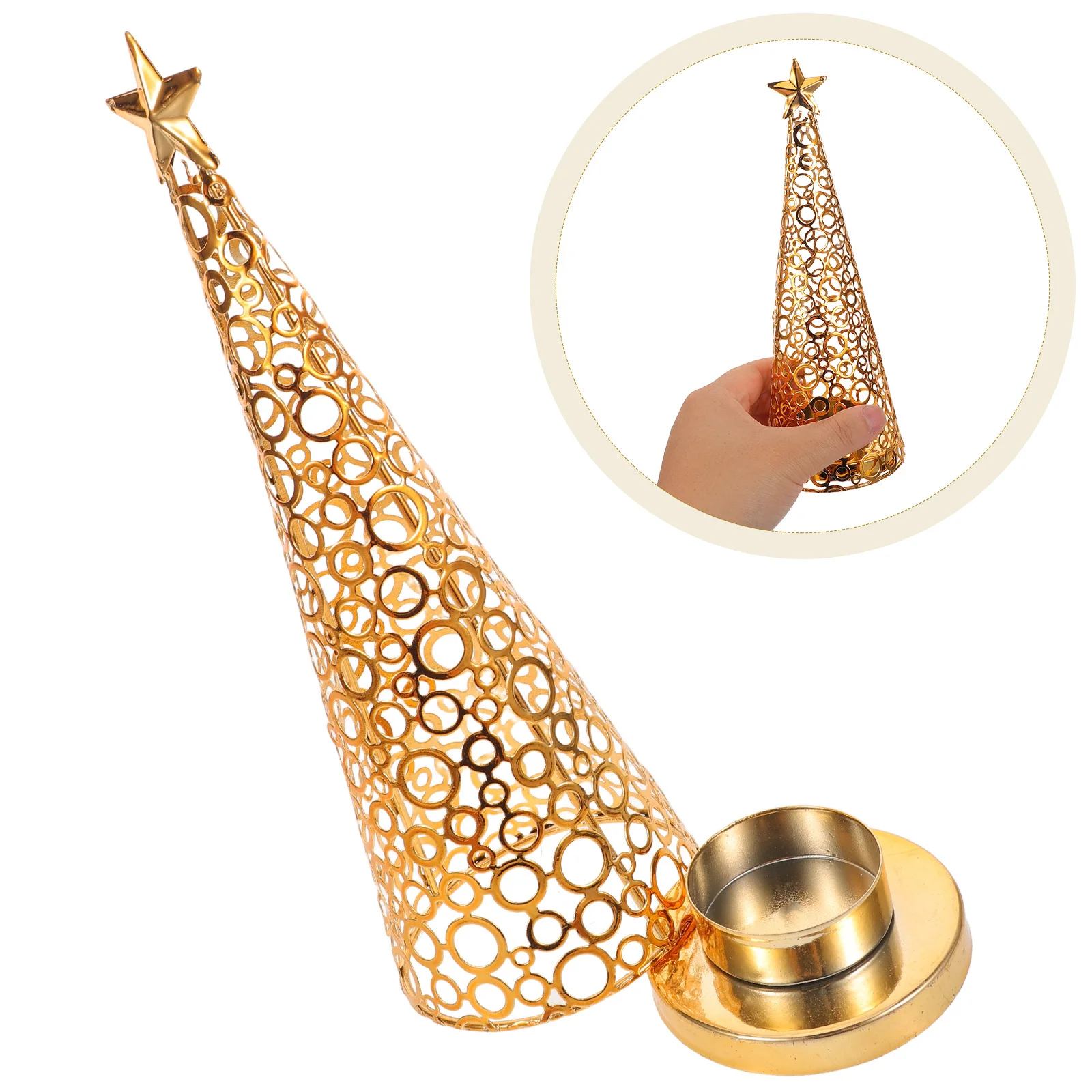 

Christmas Tree Holder Metal Vintage Pillar Stand Stable Round Base Fireplace Mantel Table Centerpiece Decor