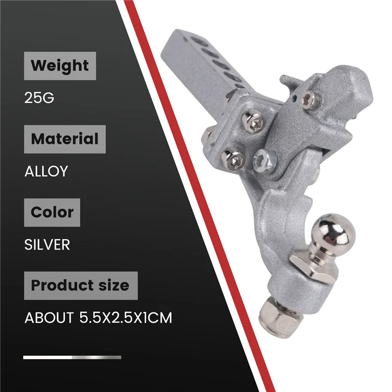 YSUN-Metallkupplungs-Anhängerhaken für 1:10 Scx10 90046 90047 Traxxas Trx4 Rc Crawler Car (Silber)