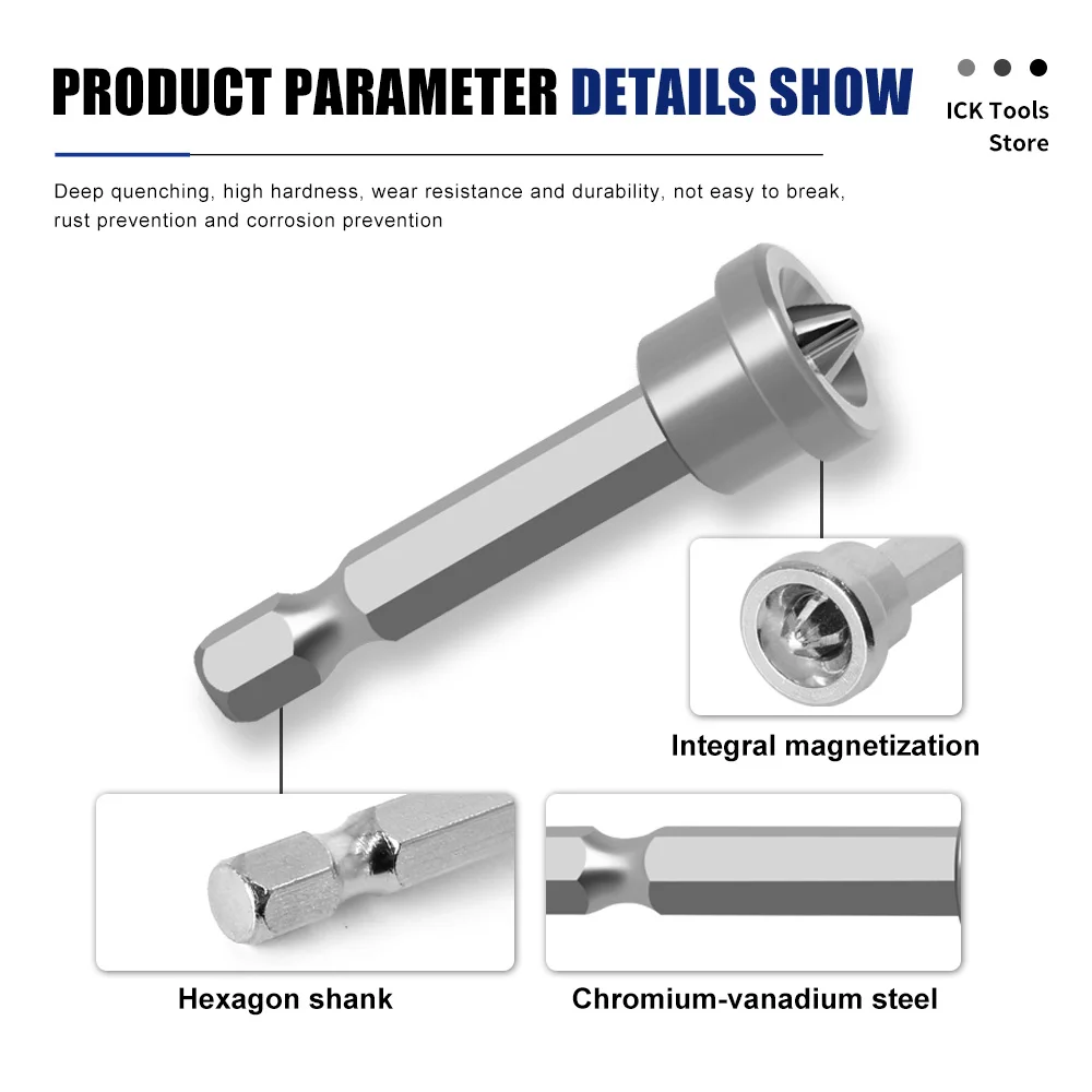 Hexagonal Handle Gypsum Board Woodworking Screw Positioning Bit Magnetic Cross Bits For Electric Screwdriver and Hand Drill