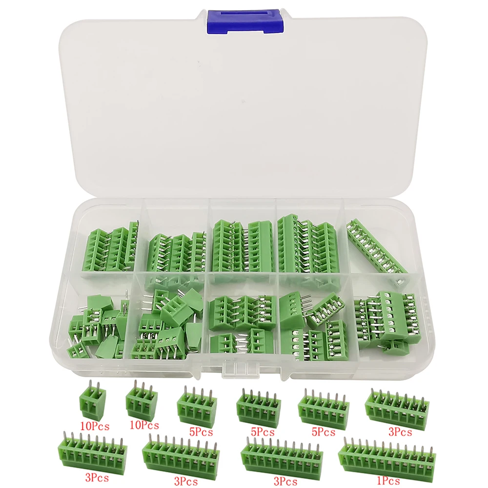 48Pcs/Box KF128 Pitch 2.54mm Mini PCB Screw Terminal Block Connector KF128-2.54 2/3/4/5/6/7/8/9/10/12/16Pin for 26-18 AWG Wire