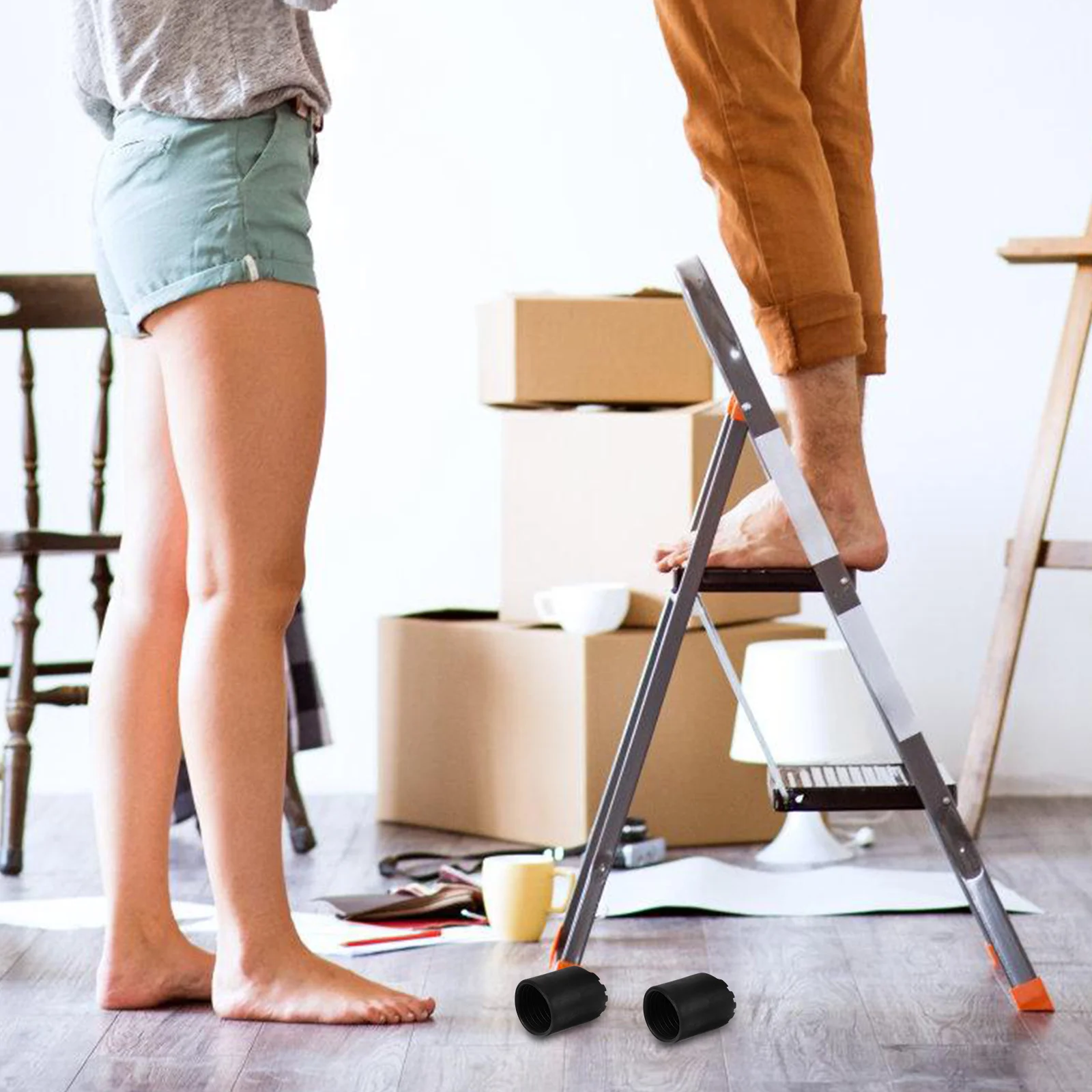 2 قطعة منصات القدم سلم مقاومة للتآكل عدم الانزلاق تصميم العملي حافظات الأرضية للطي سلم قدم حامي