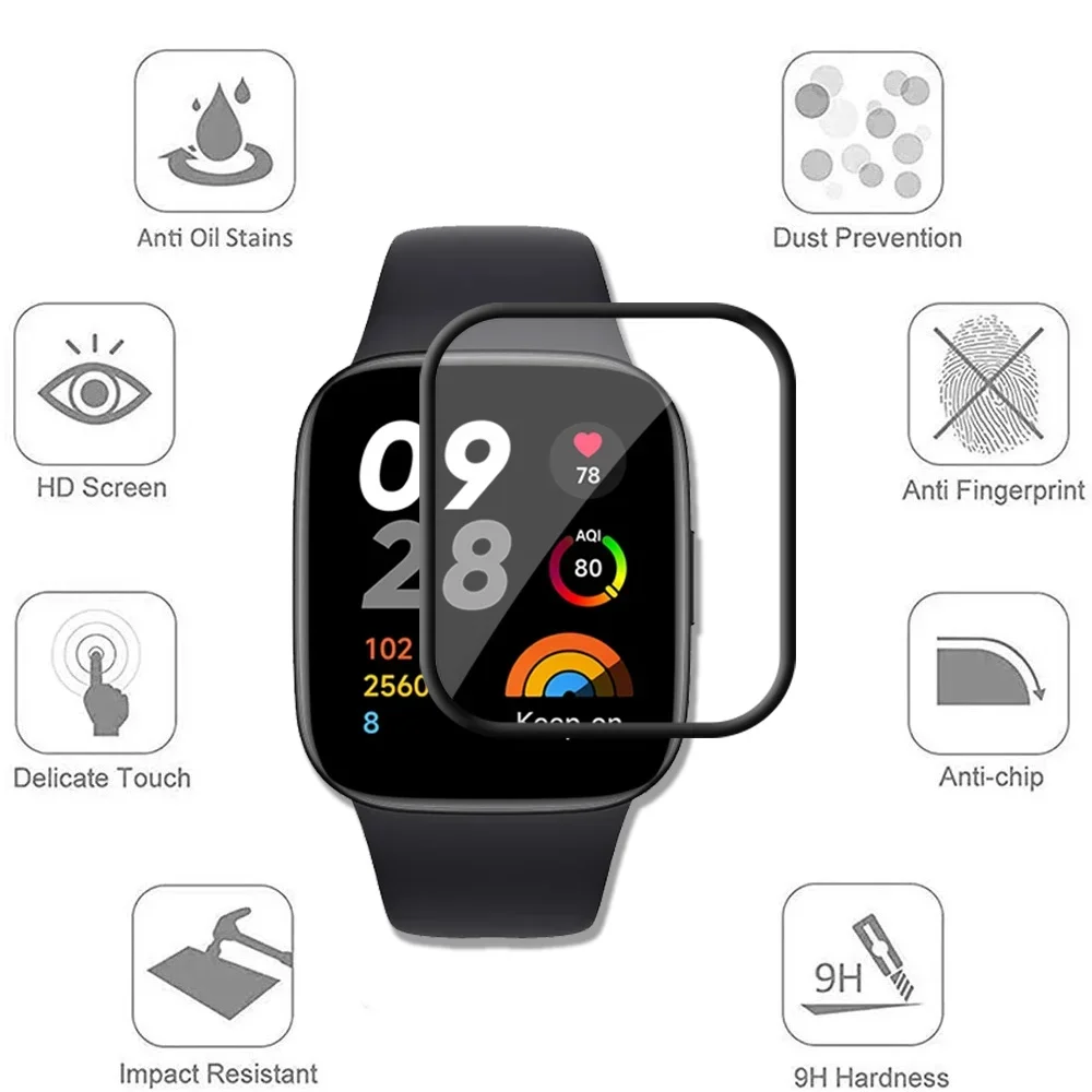 1/5pcs 9D Curved Composite Film For Redmi Watch 3 Screen Protectors Soft Glass Protective Film For Redmi Watch 3 Accessories
