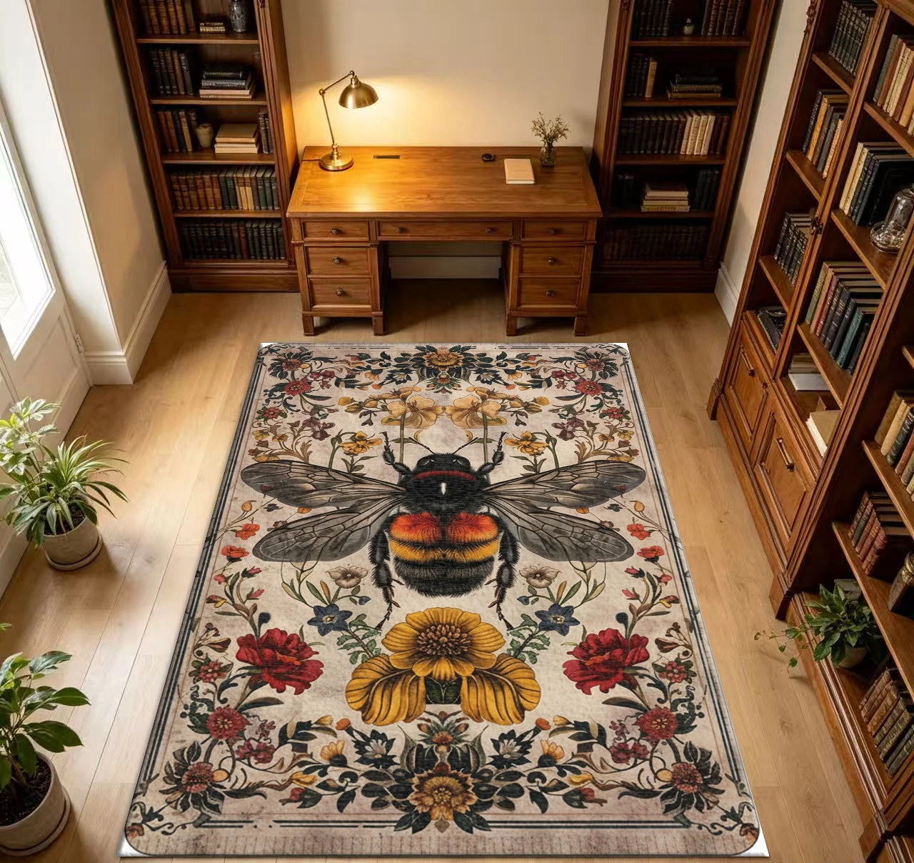 Leopard With Red Roses Wild Animal Fashion Home Decor Area Rug