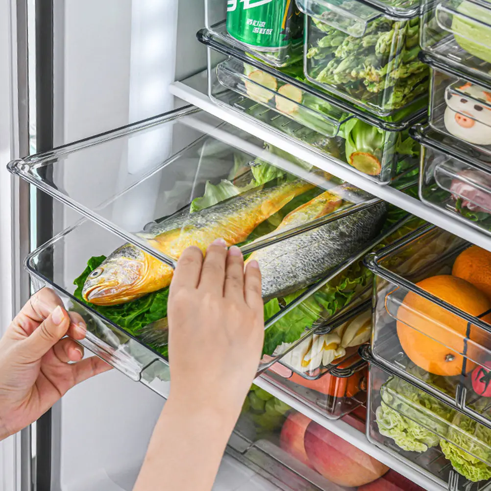 

1Pcs Transparent Food Storage Box Sealed Preservation Container Kitchen Refrigerator Organizer for Fruits Vegetables