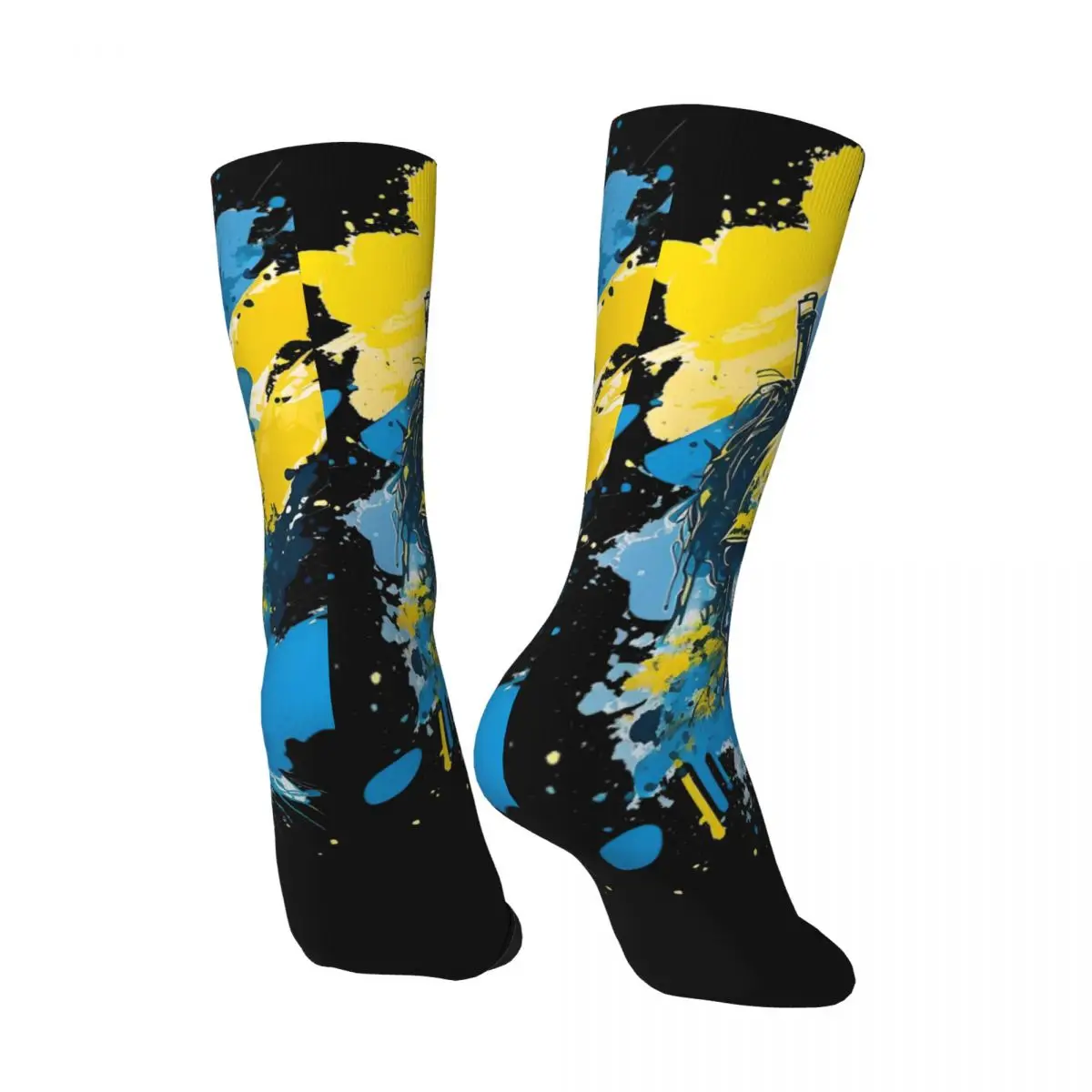 Funny Men's compression Socks UK Vintage Harajuku Ukrainian Soldier Street Style Novelty Casual Crew Crazy Sock Gift Printed