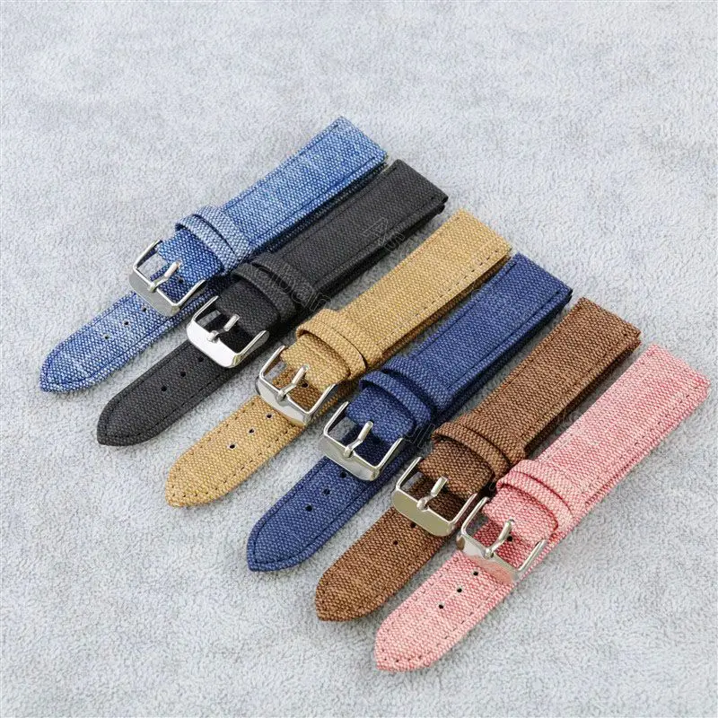 Vintage Retro Denim Nylon Watch Strap Canvas Band 10 12 14 16 18 20mm 22mm Bracelet Wristbelt for Samsung for Amazfit for Huawei