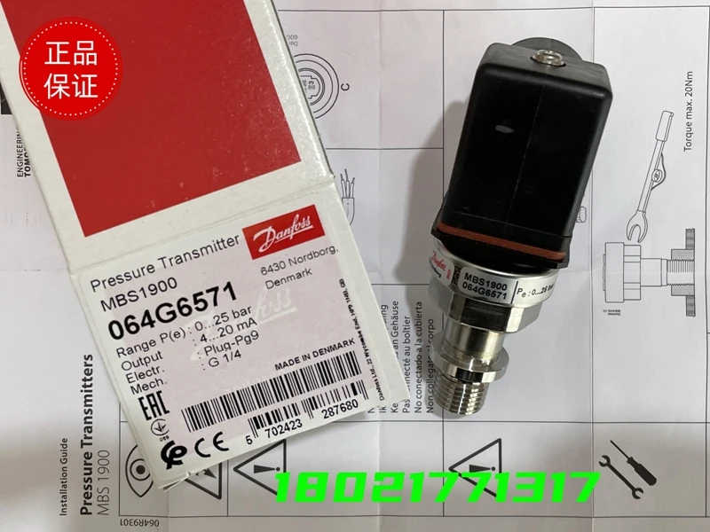 Danfoss MBS1900 Pressure Sensor Suitable For Water And Air Media 4-20mA Transmitter Original Imported